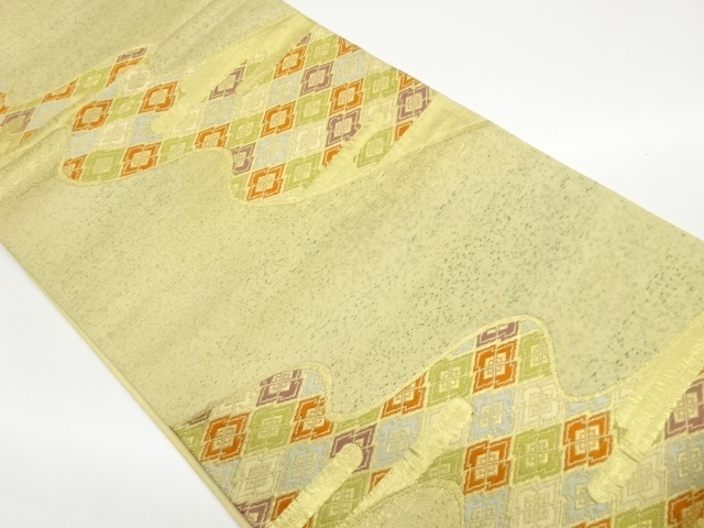 JAPANESE FUKURO OBI / WOVEN RHOMBUS & SHOKKO PATTERN